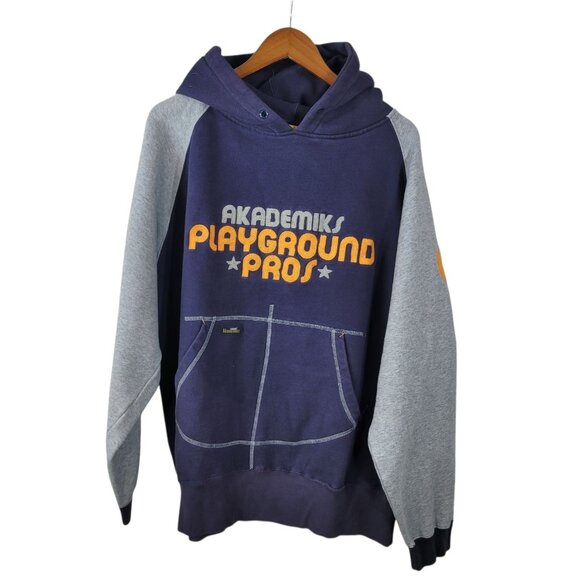 Vtg Akademiks Hoodie Men XXL Heavy Fleece Y2K Hip Hop 90s 1/4 Sweatshirt Navy - Picture 1 of 6